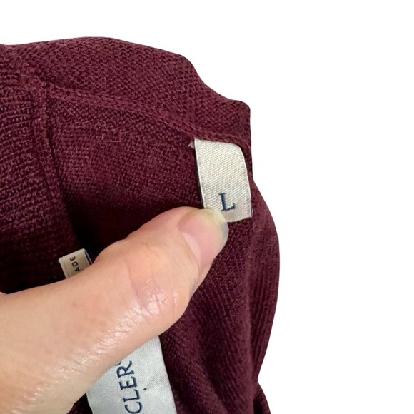 MONCLER Maglione Tricot Girocollo Logo Patch 100% Wool Jumper Sweater Burgundy - Picture 14 of 16